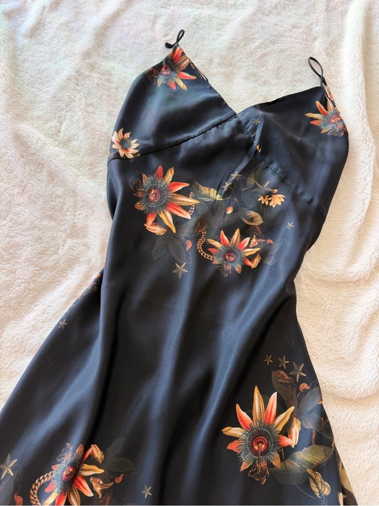 All Saints Dresses & Skirts - All Saints Black Slip Dress with Orange Floral Sunflower Print